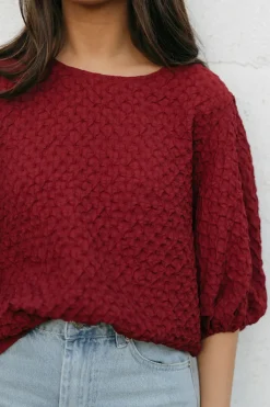 Dongguan Huoyoung Apparel Co Tops|Tops<Adrianne Top-Burgundy