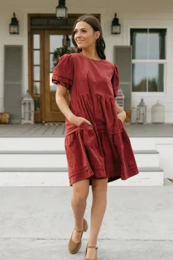Dongguan Huoyoung Apparel Co Dresses|Maternity Friendly<Ames Dress-Burgundy