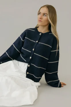 Buttermelon Cardigans|Sweaters<Brett Cardigan-Navy Multi