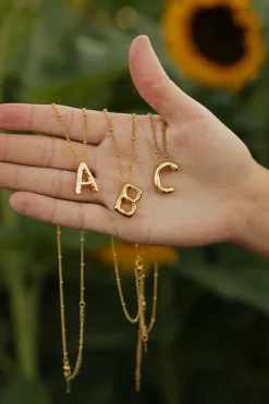 Ali Express Necklaces<Bubble Initial Necklace-Gold