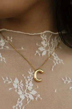 Ali Express Necklaces<Bubble Initial Necklace-Gold