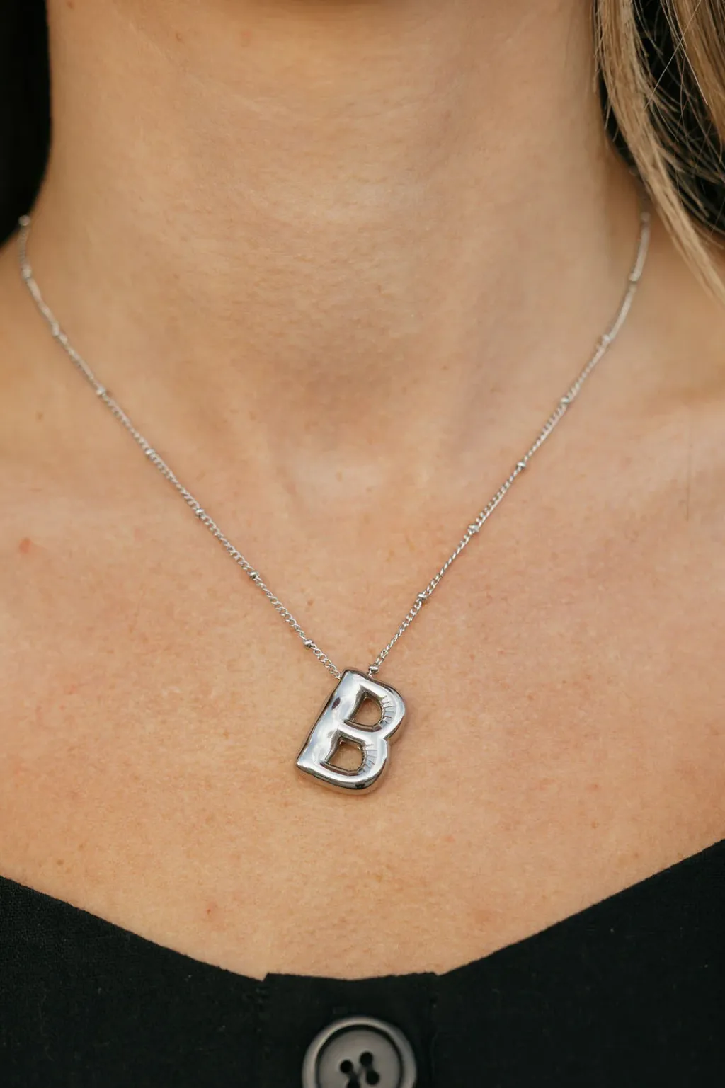 Ali Express Necklaces<Bubble Initial Necklace-Silver