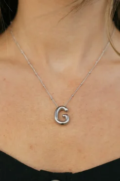 Ali Express Necklaces<Bubble Initial Necklace-Silver