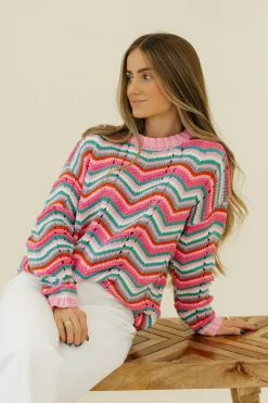 Dongguan Huoyoung Apparel Co Sweaters|Tops<Candy Cane Lane Sweater- Multi