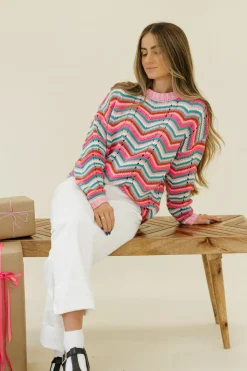 Dongguan Huoyoung Apparel Co Sweaters|Tops<Candy Cane Lane Sweater- Multi