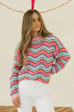 Dongguan Huoyoung Apparel Co Sweaters|Tops<Candy Cane Lane Sweater- Multi