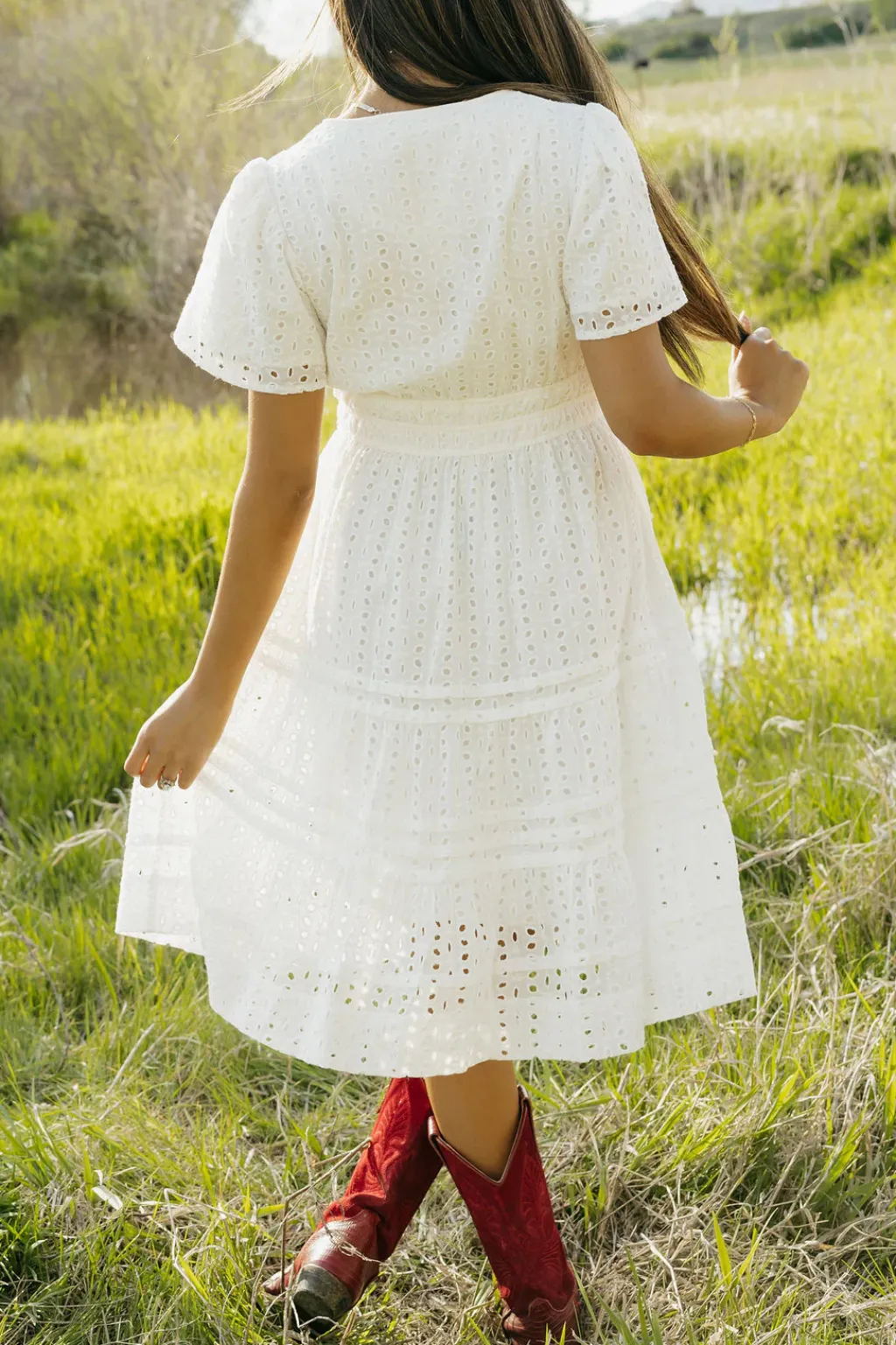 Dongguan Huoyoung Apparel Co Maternity Friendly|Dresses<Caribbean Dress Knee Length- Eyelet