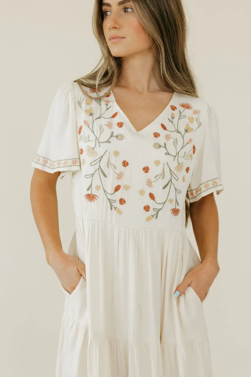 Tea N Rose Maternity Friendly|Dresses<Carina Dress-Ivory