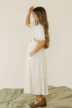 Tea N Rose Maternity Friendly|Dresses<Carina Dress-Ivory