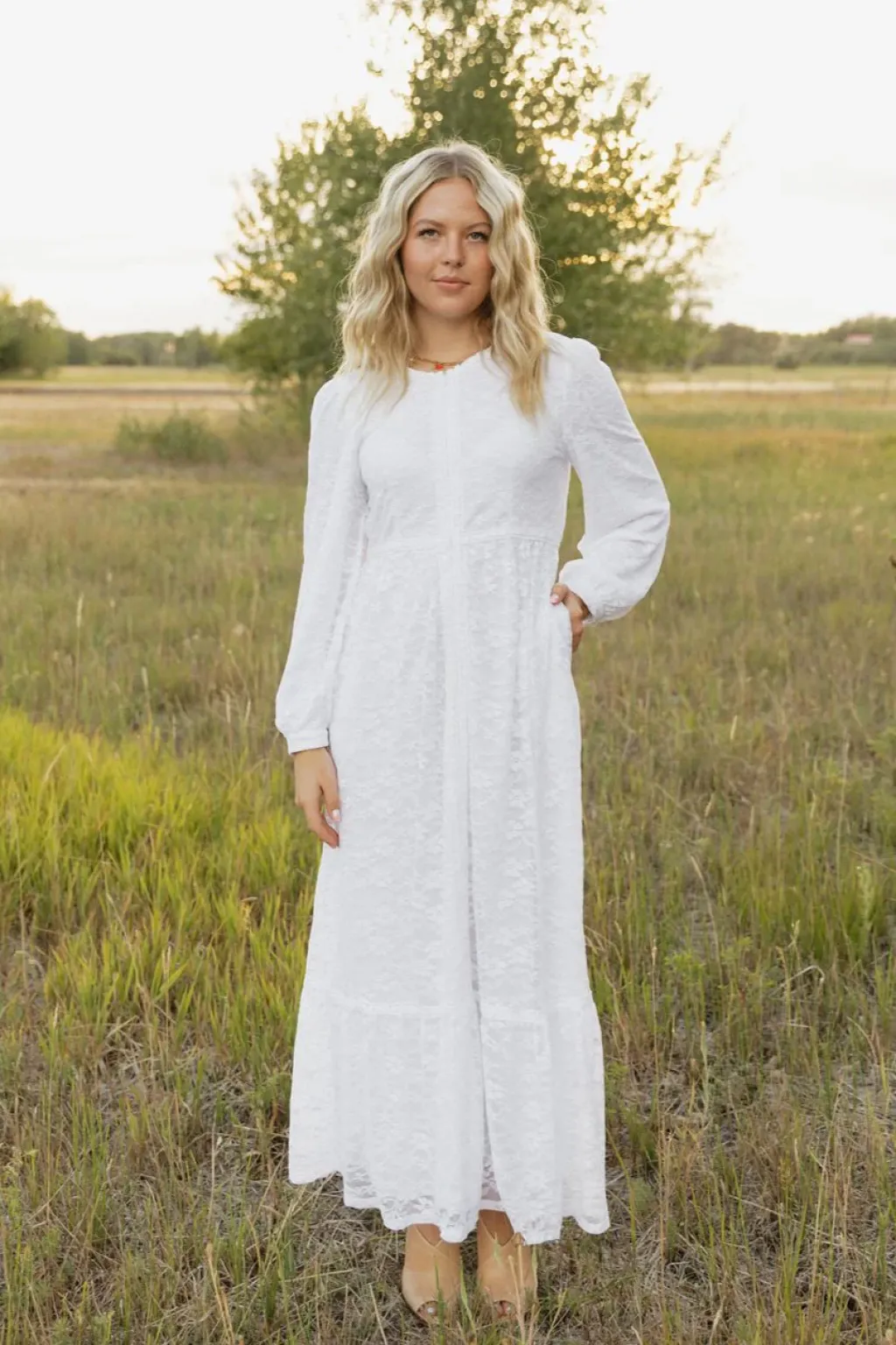 Tea N Rose Nursing Friendly|White Collection<Caroline Dress-