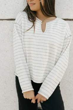 Blu Pepper Long Sleeve<Chandler Top-Cream Stripe