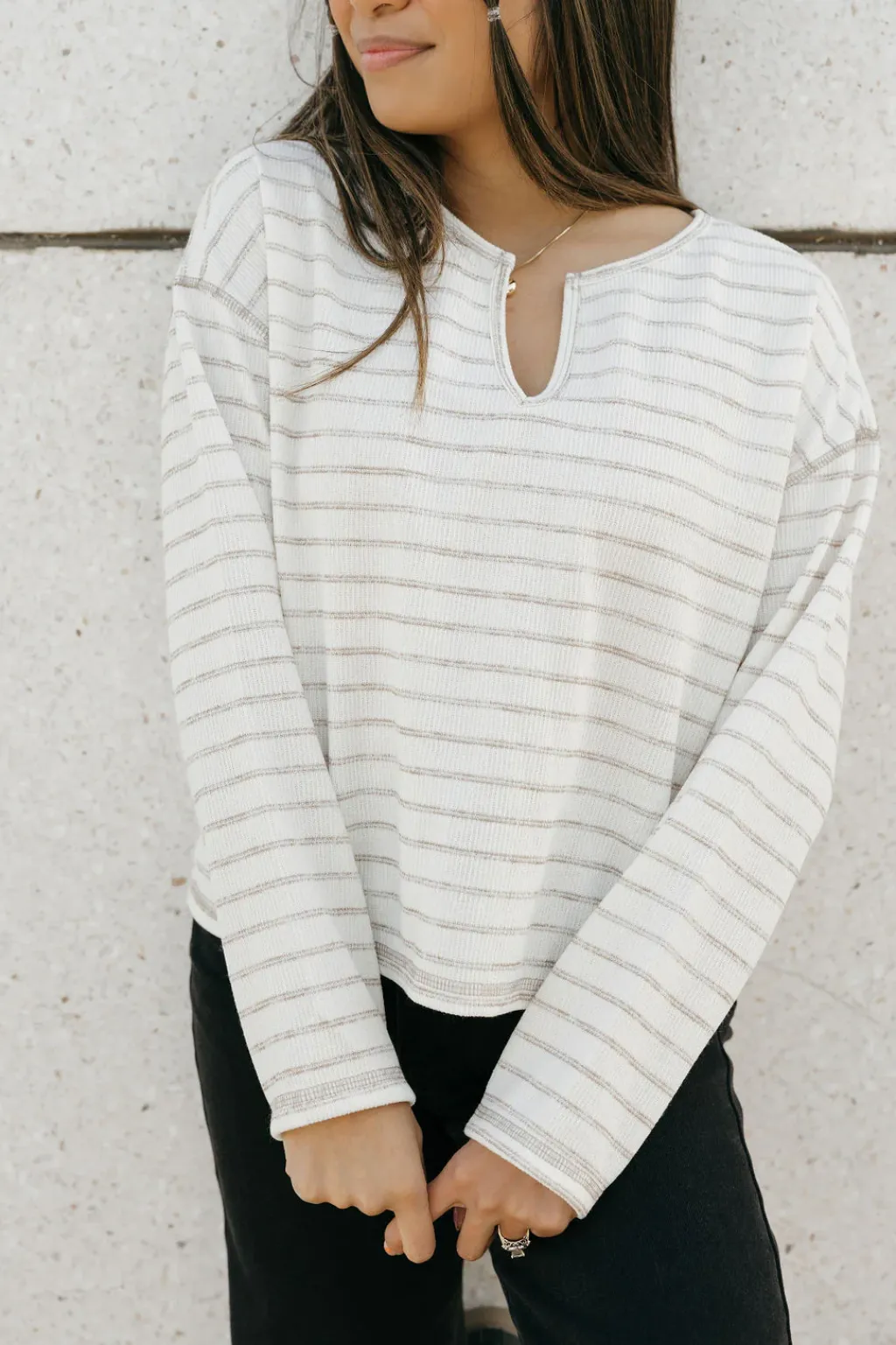 Blu Pepper Long Sleeve<Chandler Top-Cream Stripe