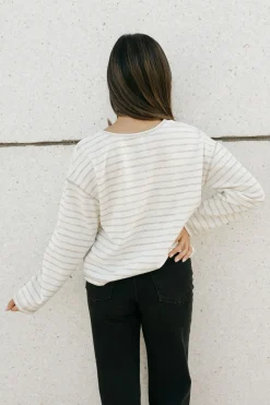 Blu Pepper Long Sleeve<Chandler Top-Cream Stripe