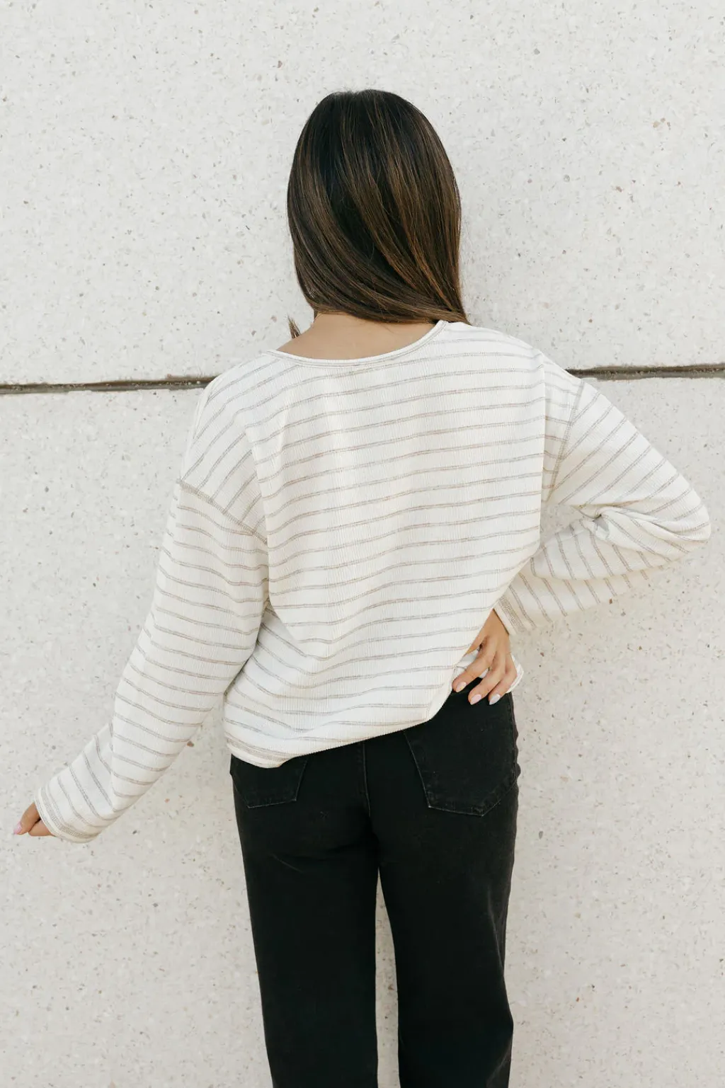 Blu Pepper Long Sleeve<Chandler Top-Cream Stripe