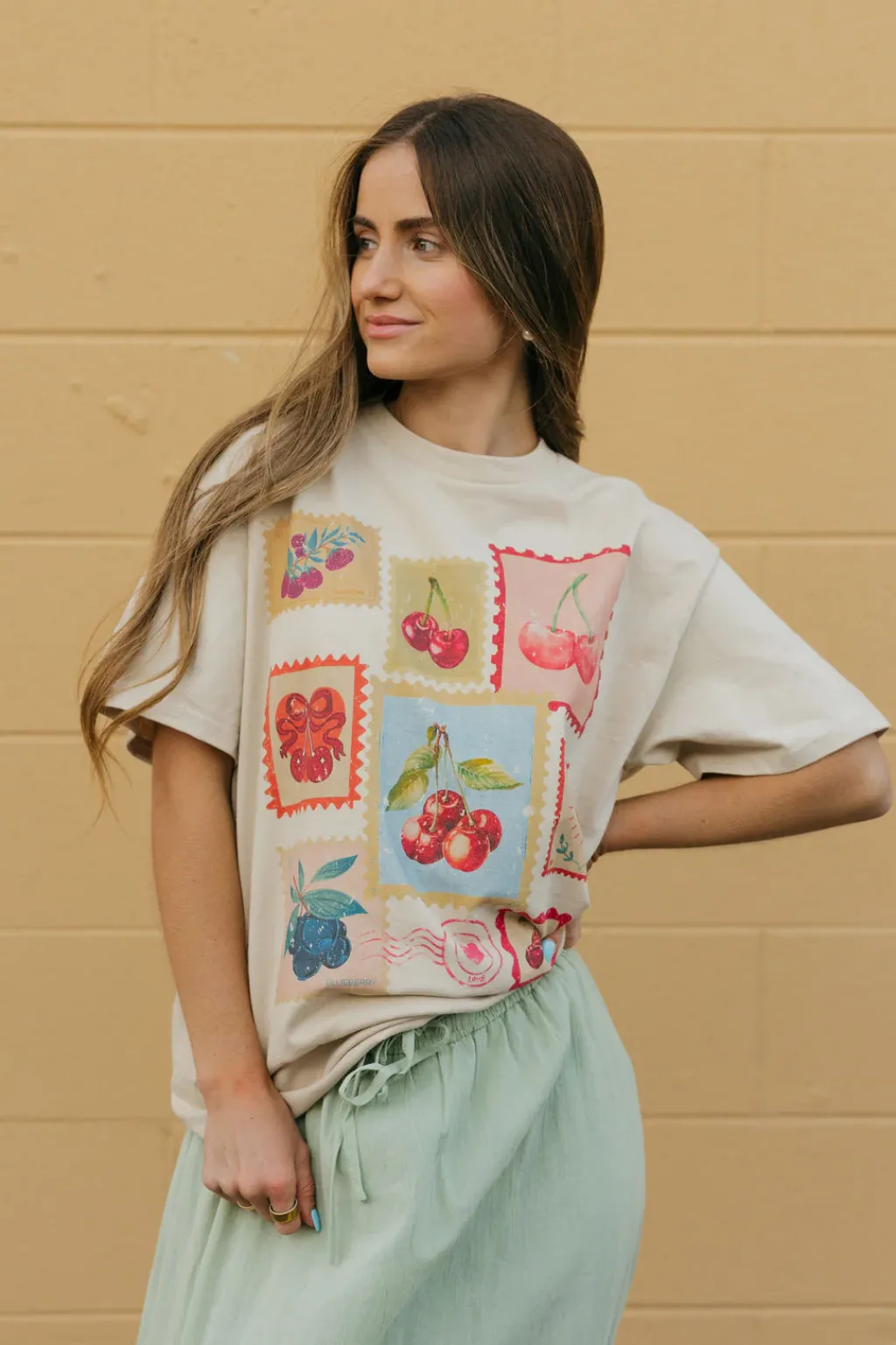 Blume + Co Maternity Friendly|Tees<Cherry Stamps Tee-Sand