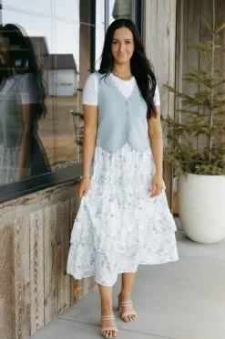 Polagram Bottoms|Skirts<Cynthia Skirt-Ivory/Blue