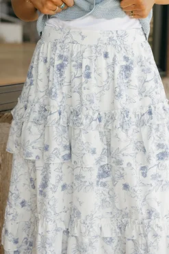 Polagram Bottoms|Skirts<Cynthia Skirt-Ivory/Blue