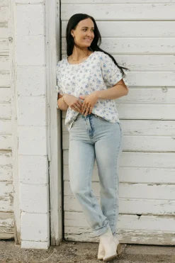 Les Amis Maternity Friendly|Tees<Destiny Top-Ivory/Blue