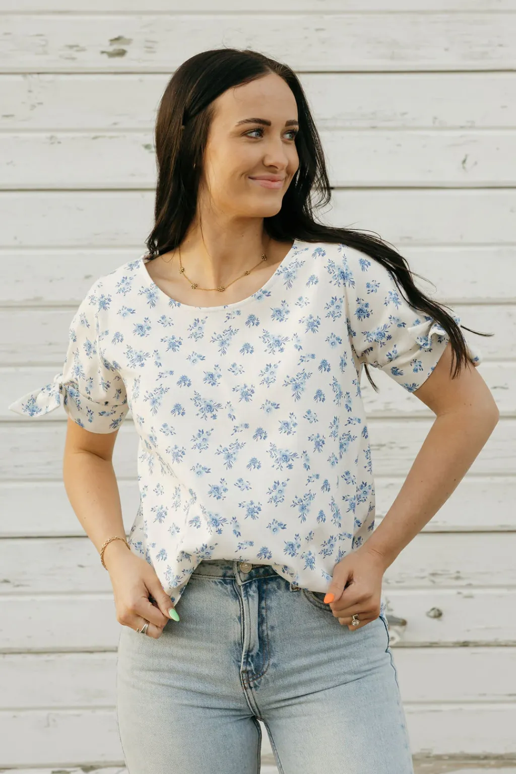 Les Amis Maternity Friendly|Tees<Destiny Top-Ivory/Blue