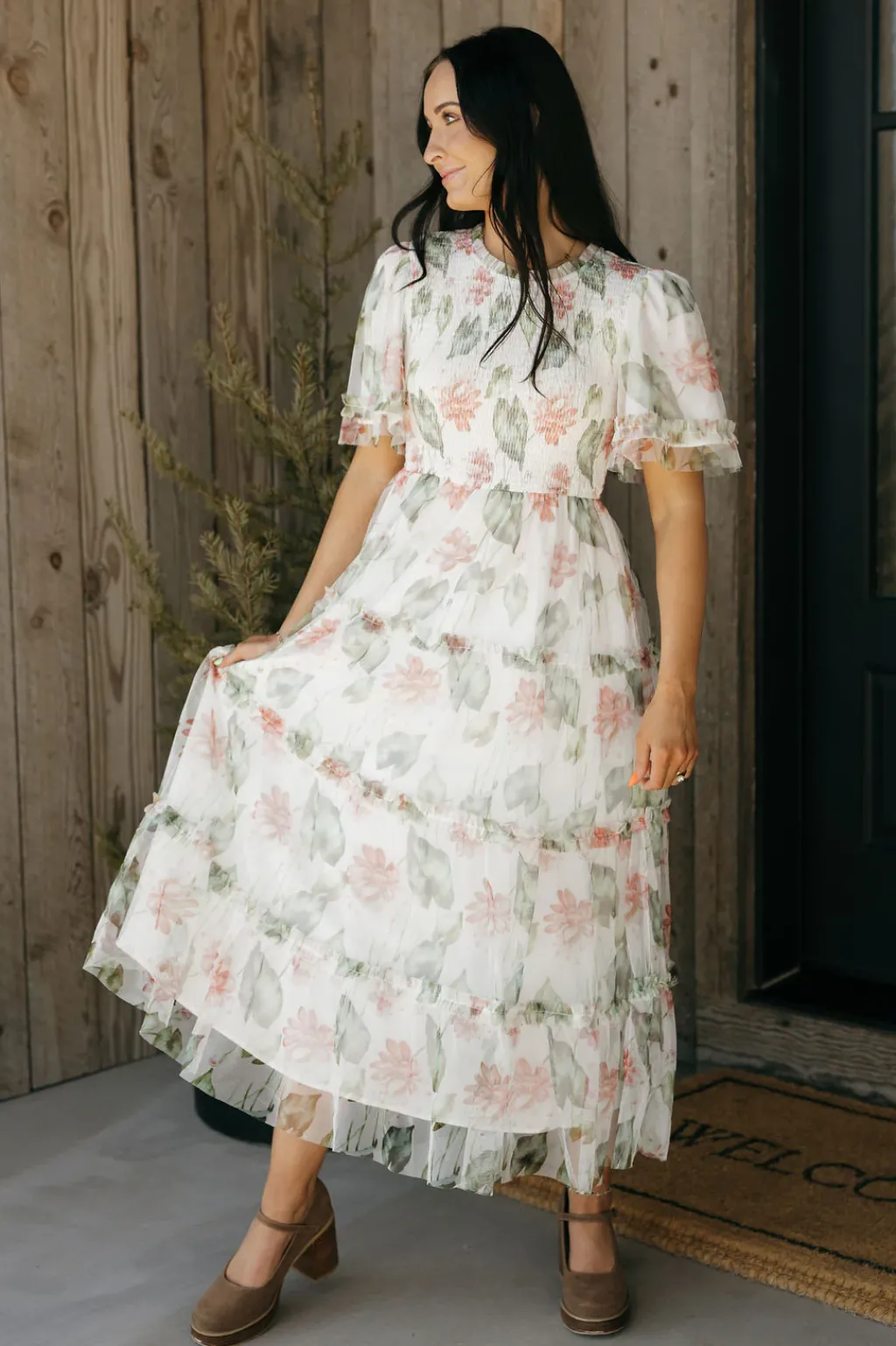 Tea N Rose Dresses|Maxi Dresses<Felicity Dress-Ivory Floral