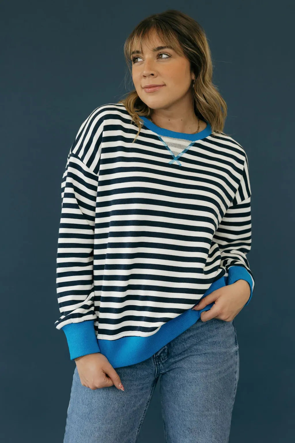 Hem & Thread Long Sleeve<Hale Top-Navy Stripe