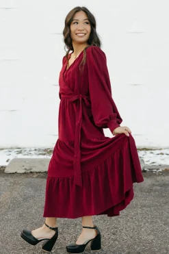 In February Nursing Friendly|Bridesmaid's Dresses<Harlen Dress-Burgundy