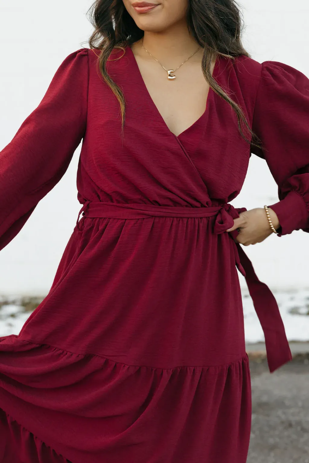 In February Nursing Friendly|Bridesmaid's Dresses<Harlen Dress-Burgundy