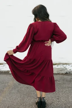 In February Nursing Friendly|Bridesmaid's Dresses<Harlen Dress-Burgundy