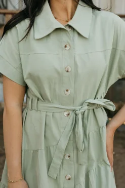 Polagram Maternity Friendly|Nursing Friendly<Harrison Dress-Light Olive