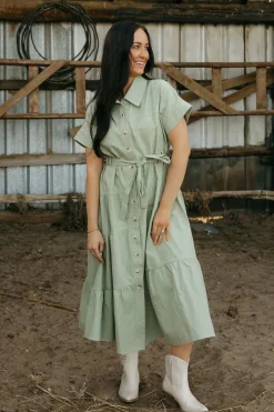 Polagram Maternity Friendly|Nursing Friendly<Harrison Dress-Light Olive