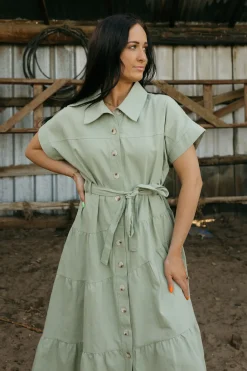 Polagram Maternity Friendly|Nursing Friendly<Harrison Dress-Light Olive
