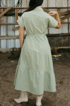 Polagram Maternity Friendly|Nursing Friendly<Harrison Dress-Light Olive