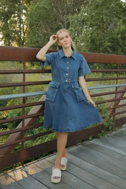 Polagram Nursing Friendly|Dresses<Hayes Dress-Denim