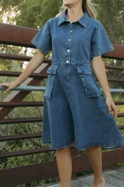 Polagram Nursing Friendly|Dresses<Hayes Dress-Denim