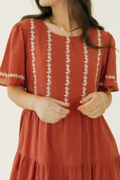 Tea N Rose Dresses|Knee-Length Dresses<Jillie Dress-Brick