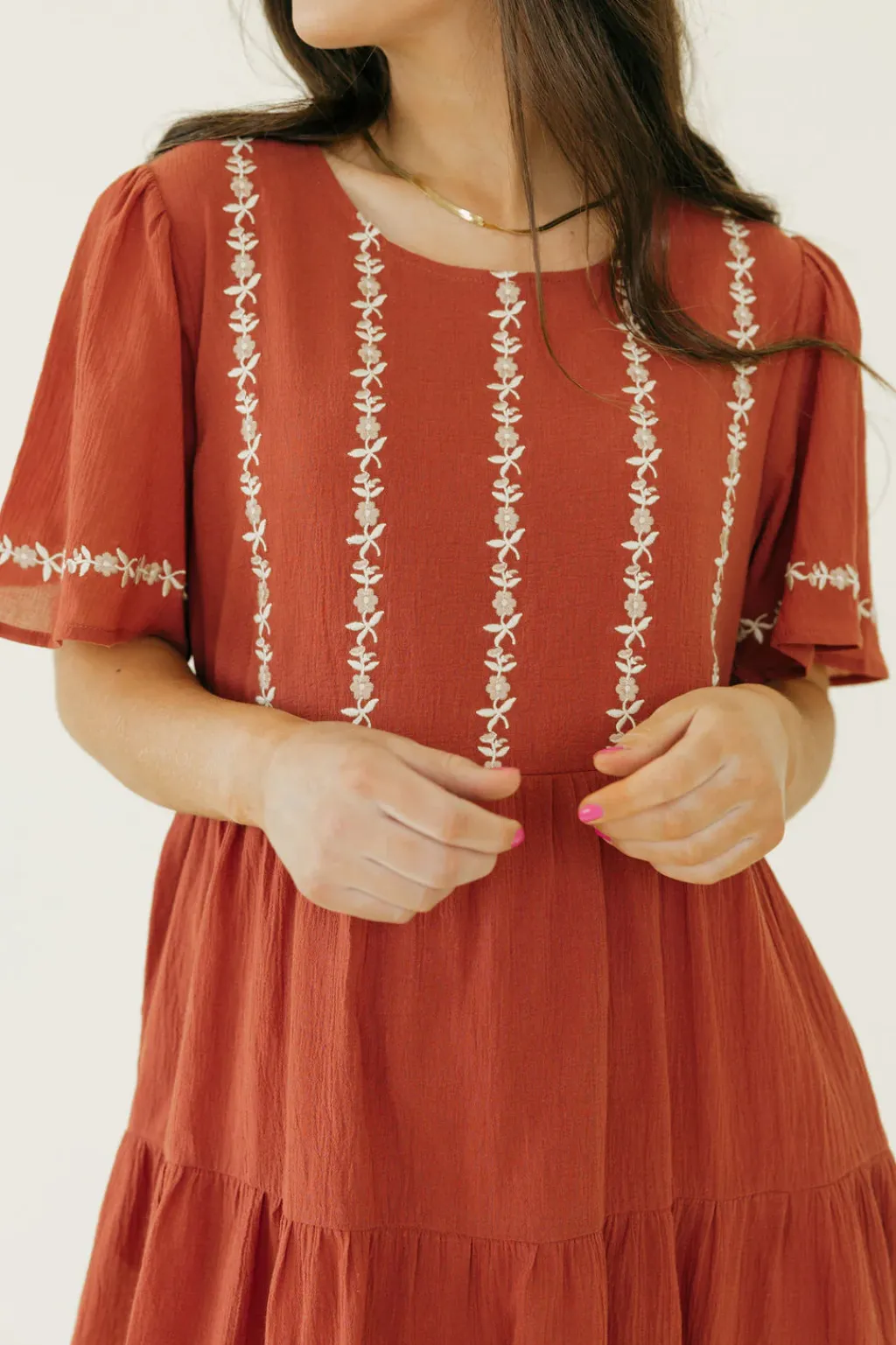 Tea N Rose Dresses|Knee-Length Dresses<Jillie Dress-Brick