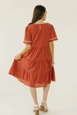 Tea N Rose Dresses|Knee-Length Dresses<Jillie Dress-Brick