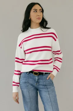 Dongguan Huoyoung Apparel Co Sweaters|Tops<Lovie Sweater-Ivory/Magenta