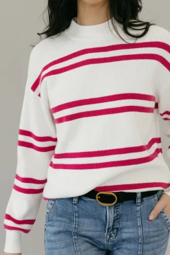 Dongguan Huoyoung Apparel Co Sweaters|Tops<Lovie Sweater-Ivory/Magenta
