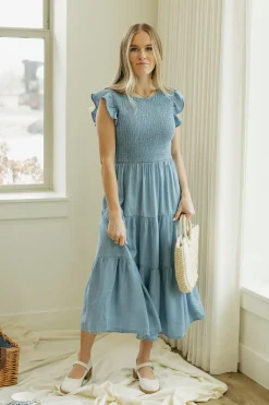 Mine and E&M Maternity Friendly|Midi Dresses<Maddy Dress-Chambray