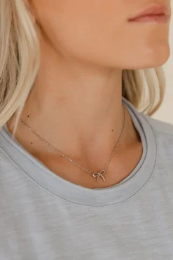 Ali Express Necklaces<Mini Bow Necklace-Silver