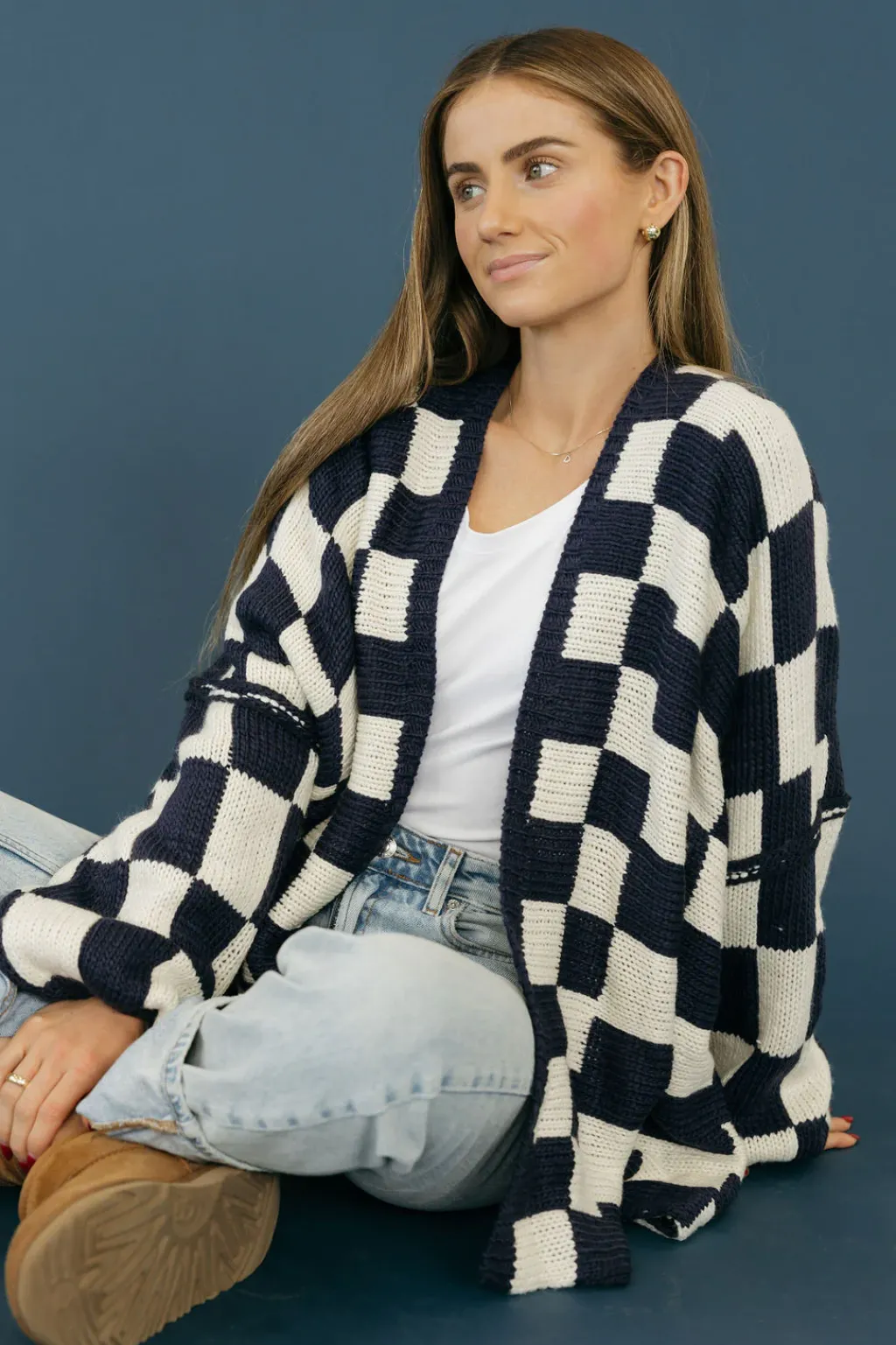 Miss Love Cardigans<Novalee Cardigan-White/Navy