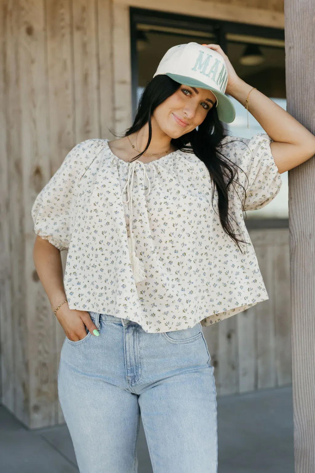 Buttermelon Long Sleeve<Oaklee Top-Taupe/Blue