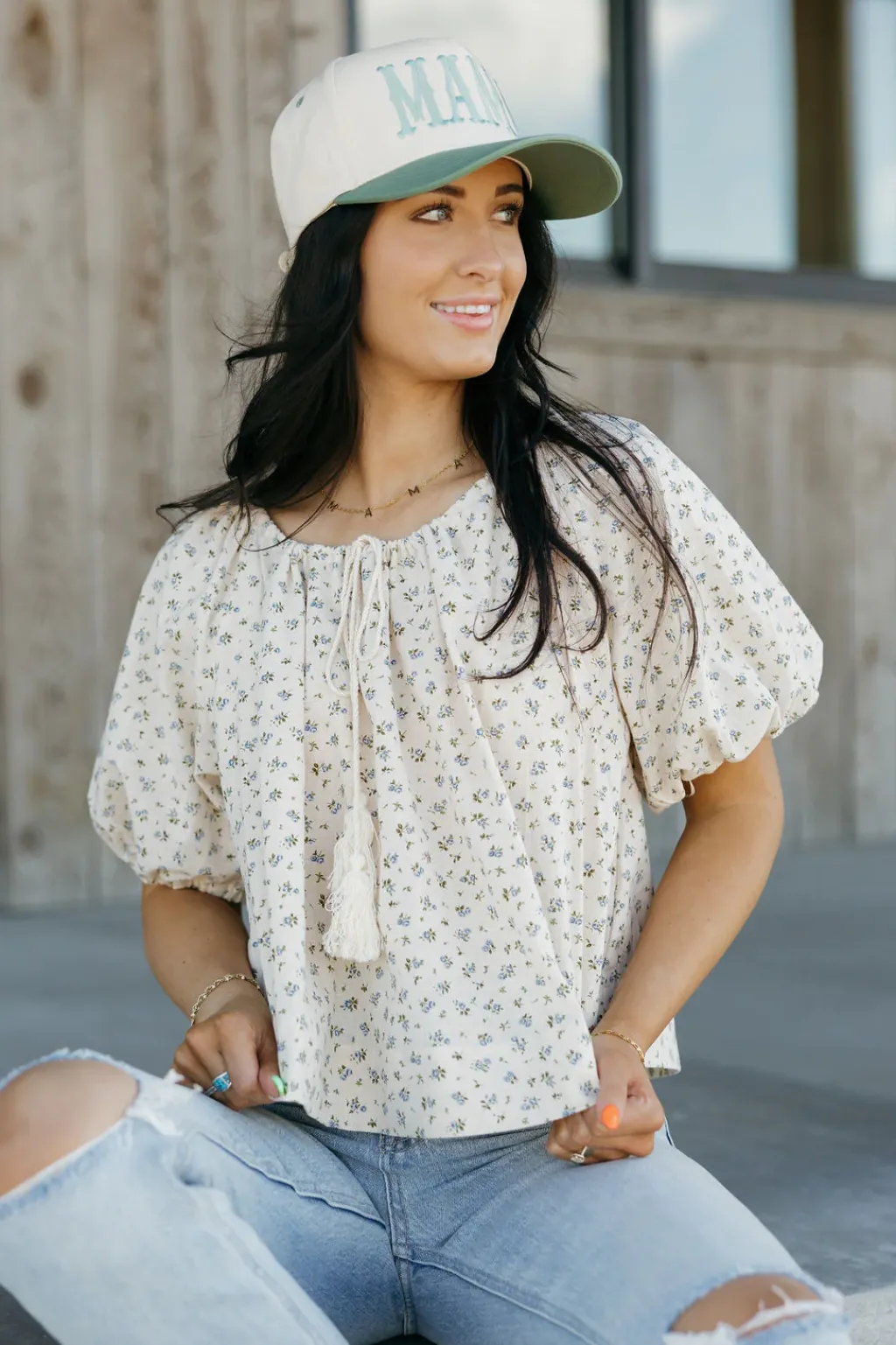 Buttermelon Long Sleeve<Oaklee Top-Taupe/Blue