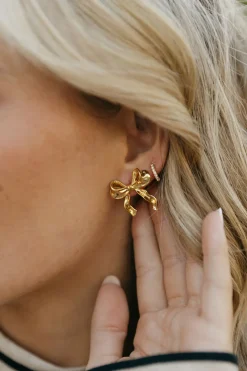 Ali Express Earrings<Ribbon Bow Earrings-Gold