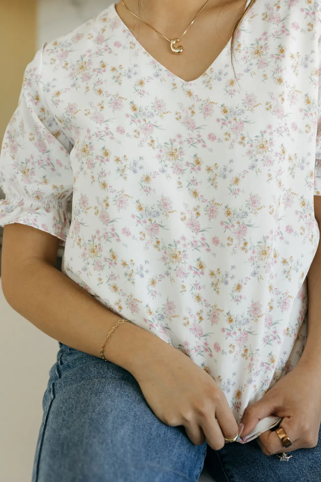 Dongguan Huoyoung Apparel Co Tops|Tops<Sasha Top-Ivory Floral