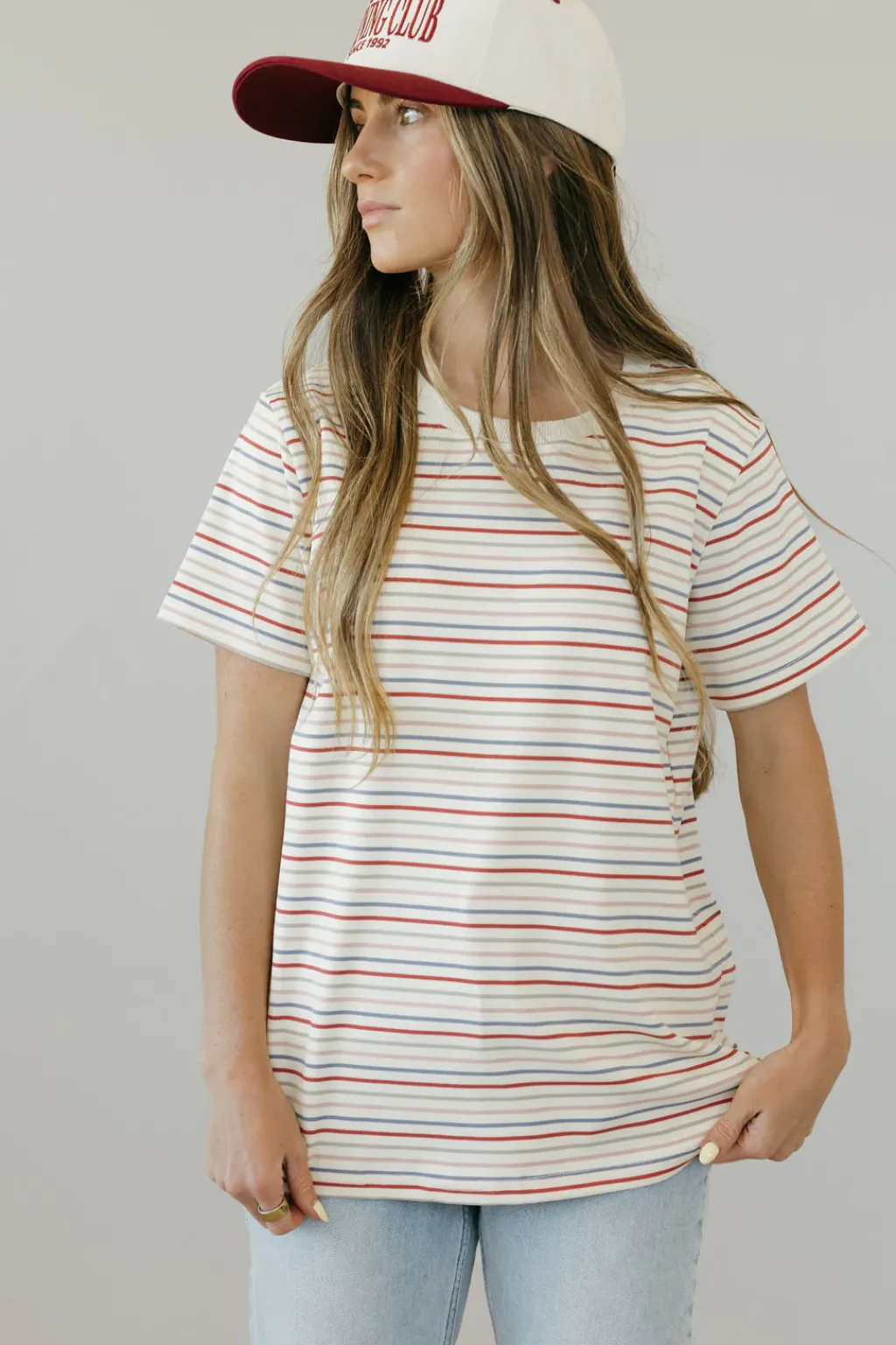 Tea N Rose Maternity Friendly|Tops<Sawyer Tee-Ivory Multi