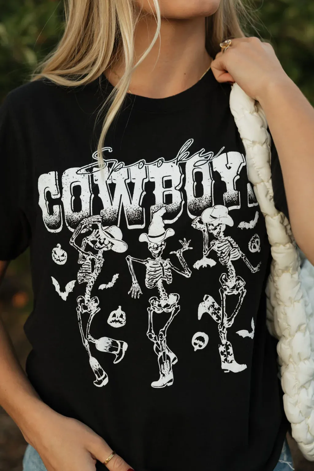 Honestee Tops|Tees<Spooky Cowboys Tee-Black