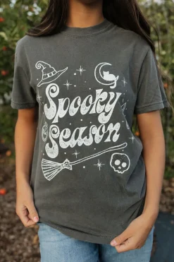 Golden Rose Tops|Tees<Spooky Season Tee-Charcoal