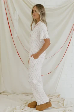 Dongguan Huoyoung Apparel Co Bottoms|Tops<Sweetheart PJs-Ivory/Pink